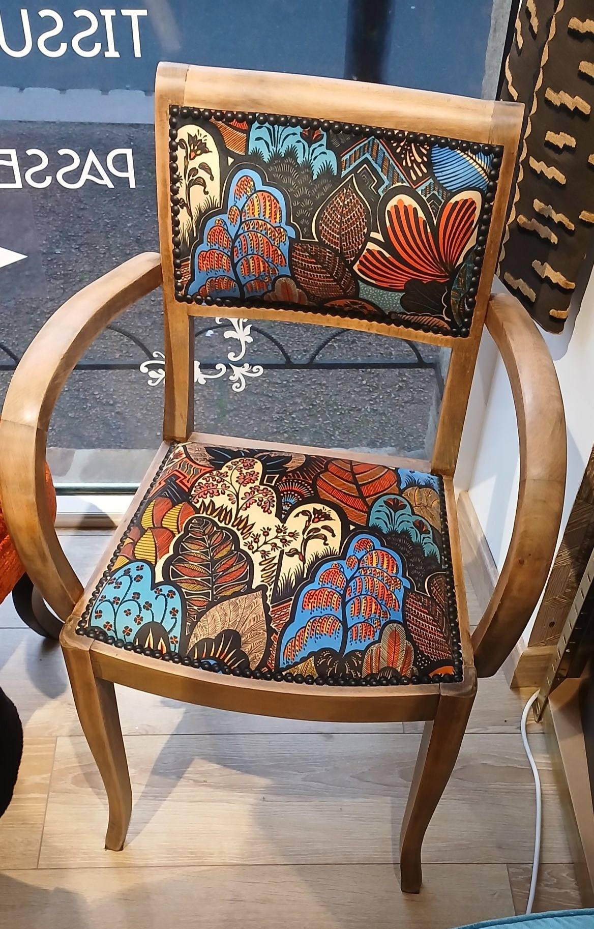 Fauteuil bridge tissu tropical